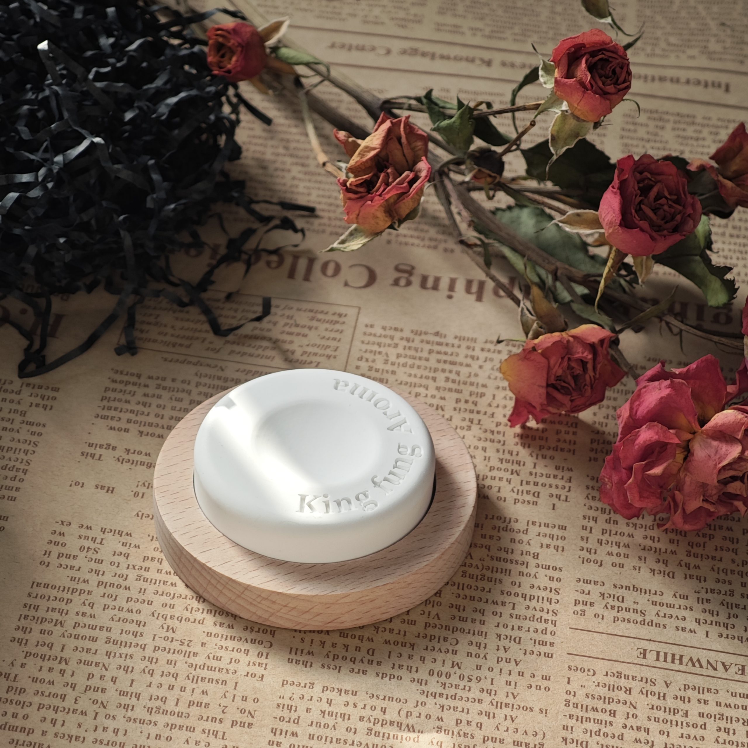 Ceramic Aroma Diffuser Stone with Wood Base Custom Scented Ceramic Stone Essential Oil Home Car Air Freshener - Image 2