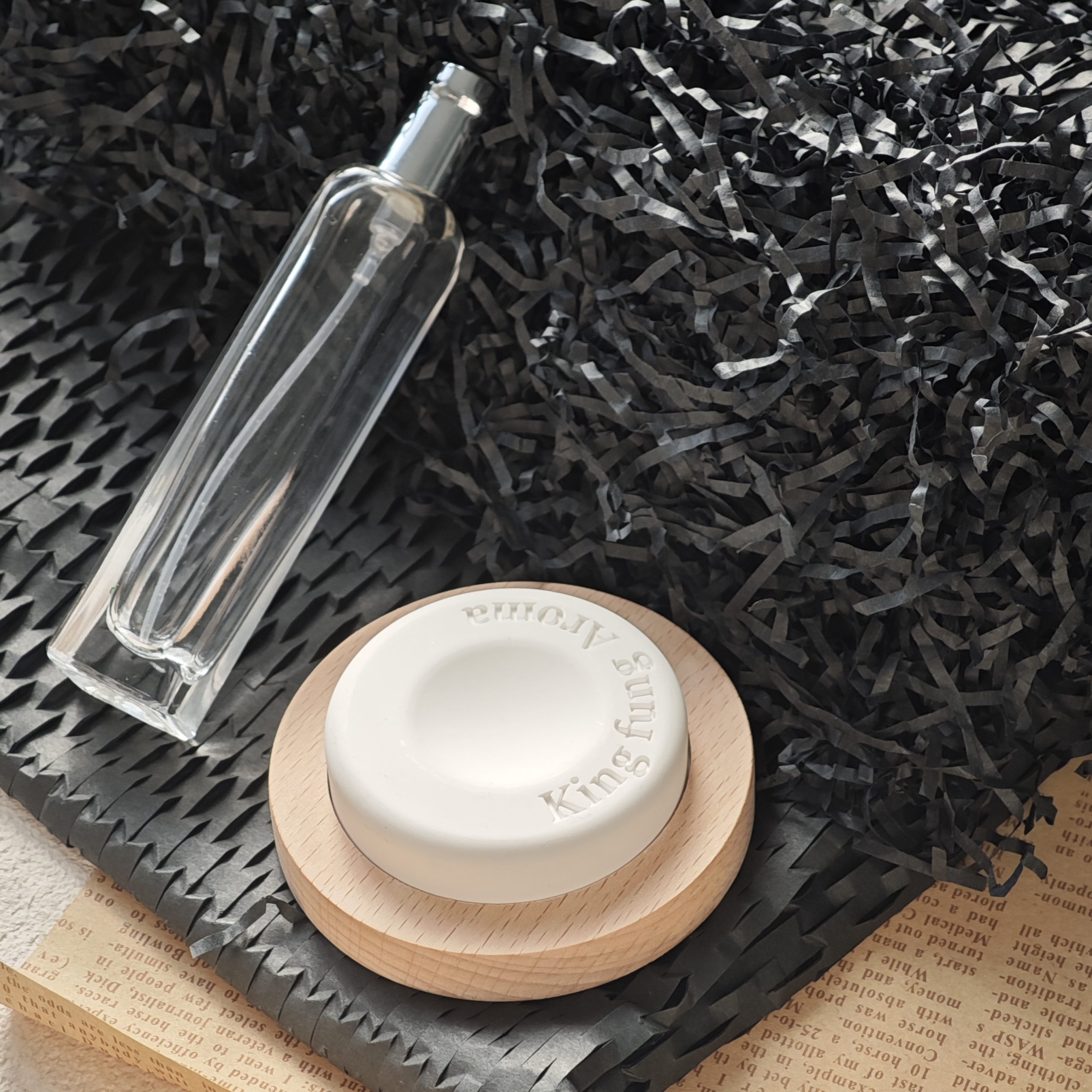 Ceramic Aroma Diffuser Stone with Wood Base Custom Scented Ceramic Stone Essential Oil Home Car Air Freshener - Image 11