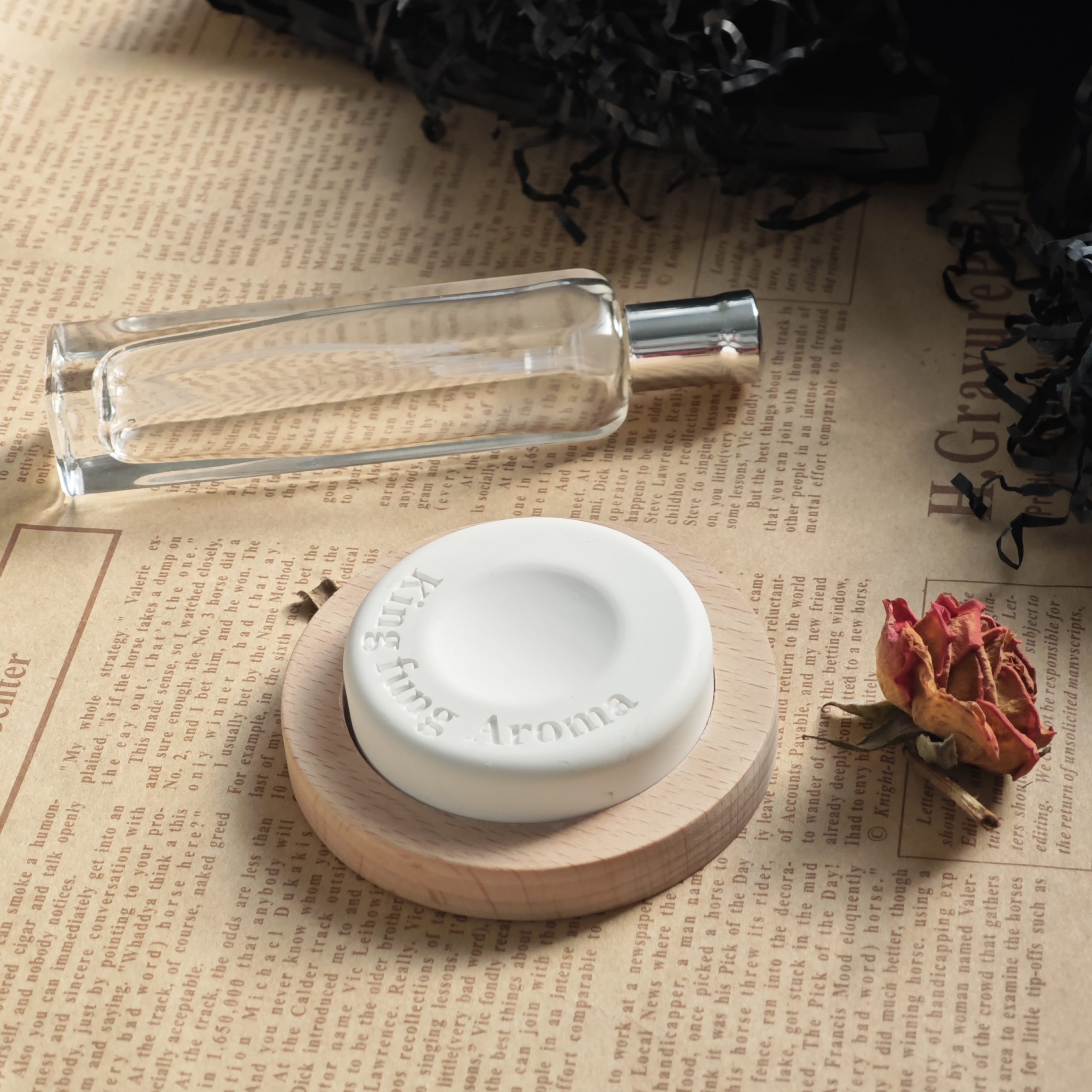 Ceramic Aroma Diffuser Stone with Wood Base Custom Scented Ceramic Stone Essential Oil Home Car Air Freshener - Image 10