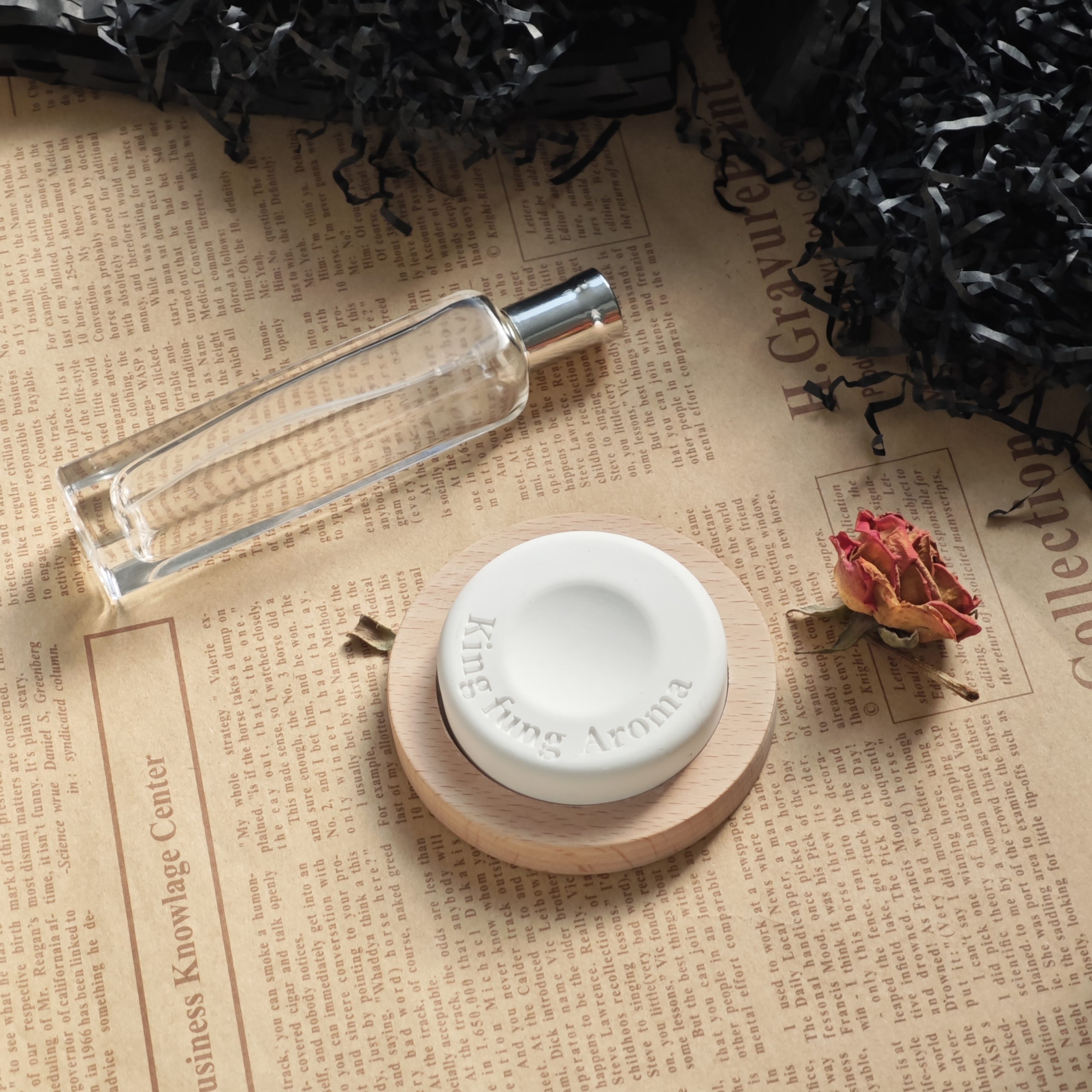 Ceramic Aroma Diffuser Stone with Wood Base Custom Scented Ceramic Stone Essential Oil Home Car Air Freshener - Image 9