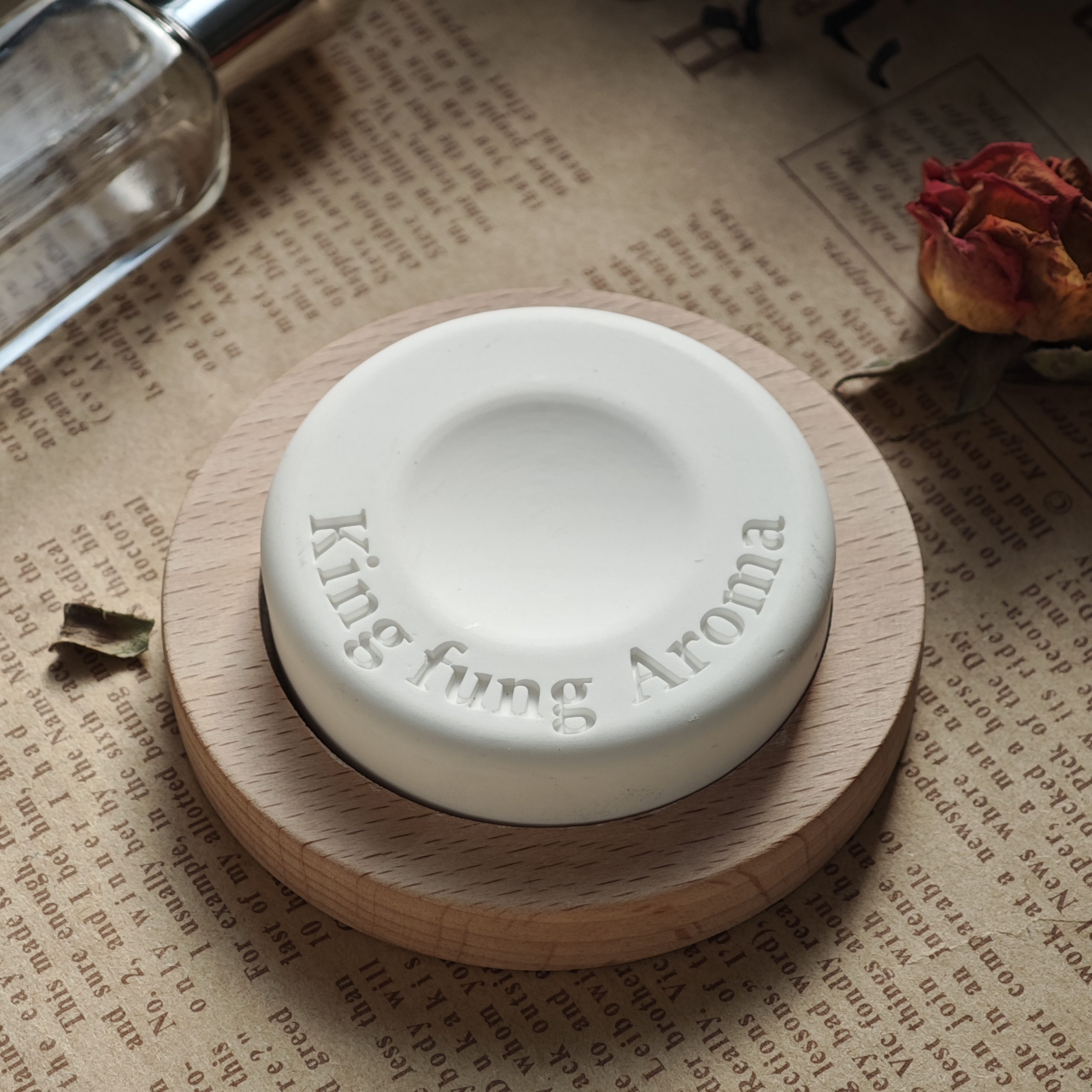 Ceramic Aroma Diffuser Stone with Wood Base Custom Scented Ceramic Stone Essential Oil Home Car Air Freshener - Image 8