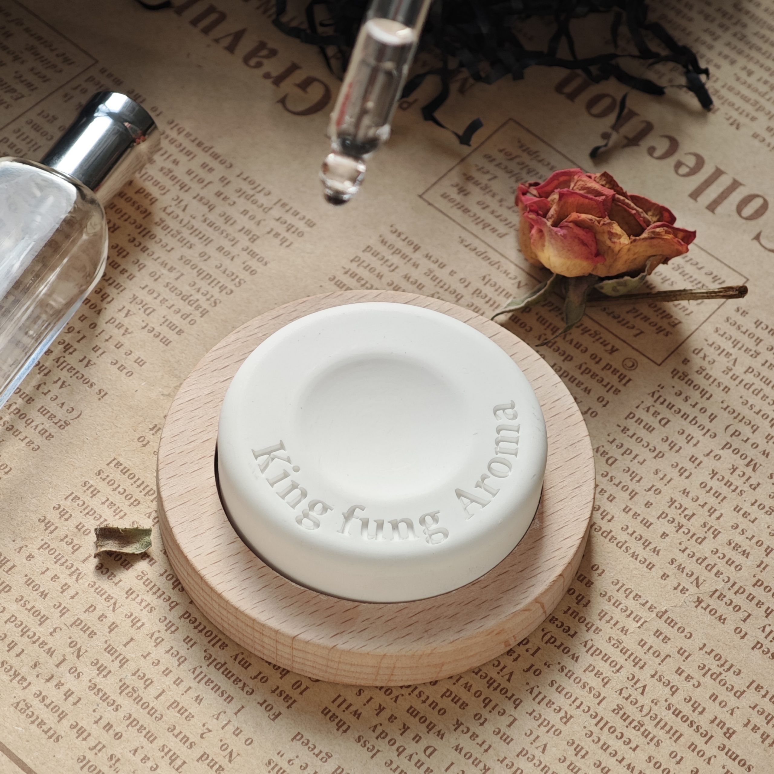 Ceramic Aroma Diffuser Stone with Wood Base Custom Scented Ceramic Stone Essential Oil Home Car Air Freshener - Image 7