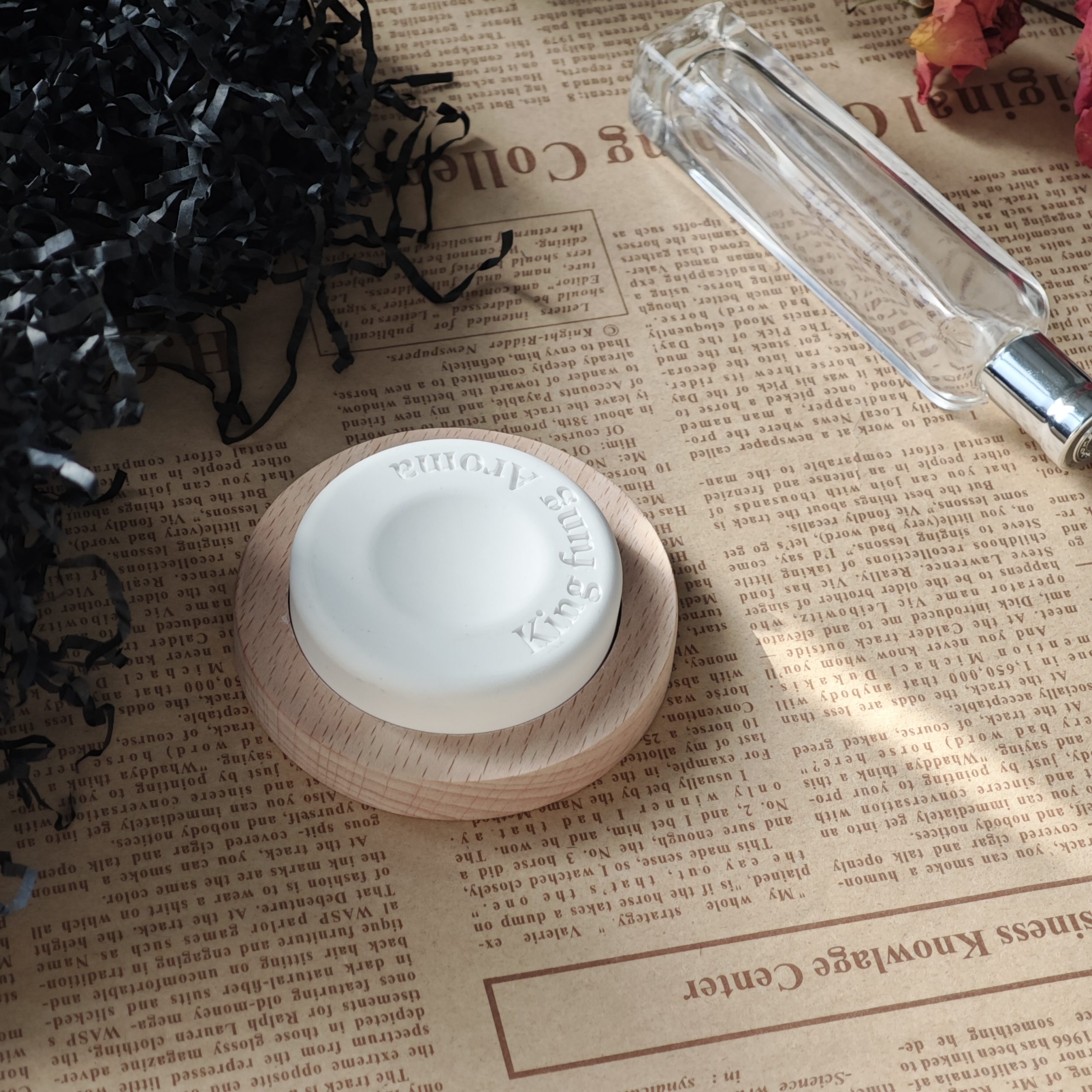 Ceramic Aroma Diffuser Stone with Wood Base Custom Scented Ceramic Stone Essential Oil Home Car Air Freshener - Image 17