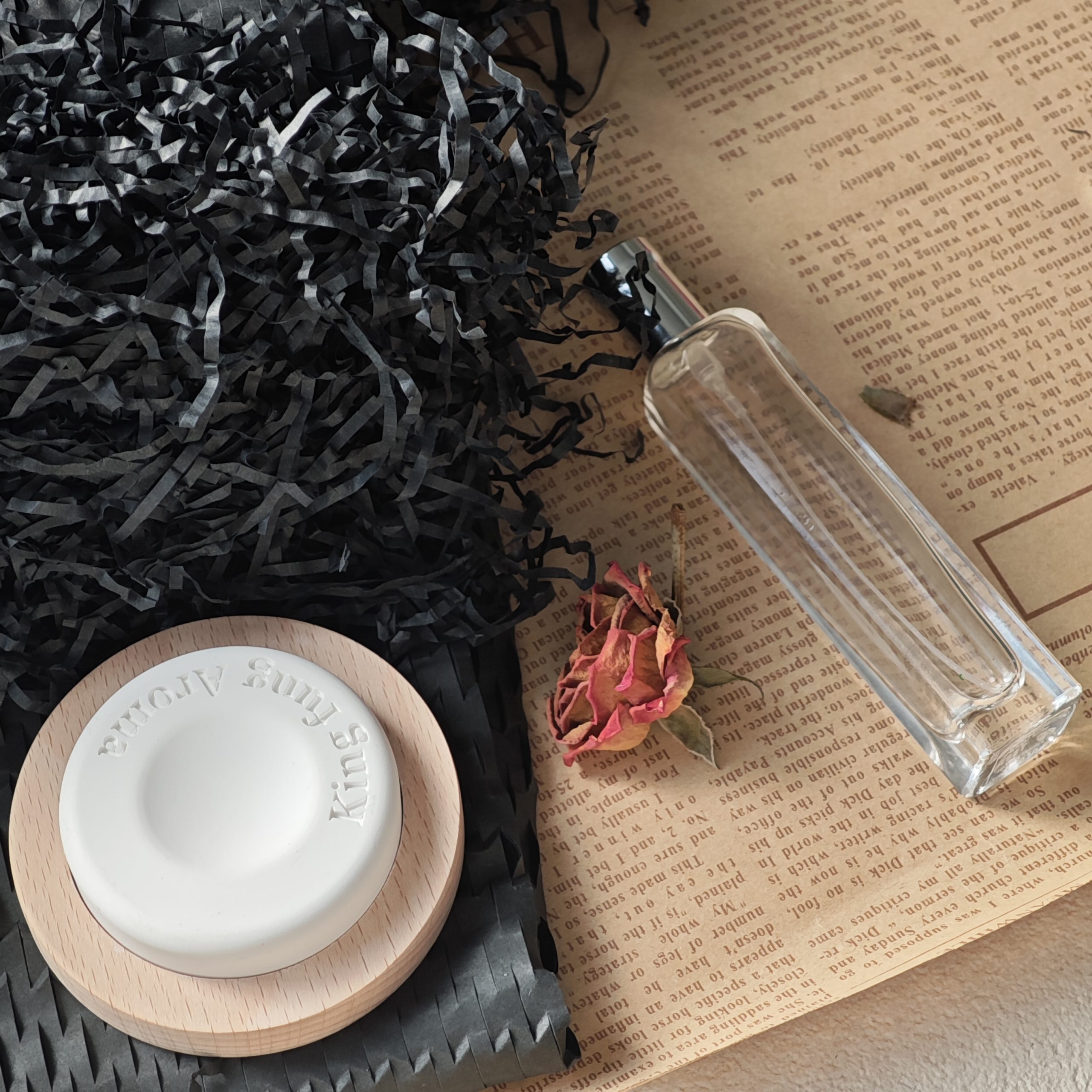 Ceramic Aroma Diffuser Stone with Wood Base Custom Scented Ceramic Stone Essential Oil Home Car Air Freshener