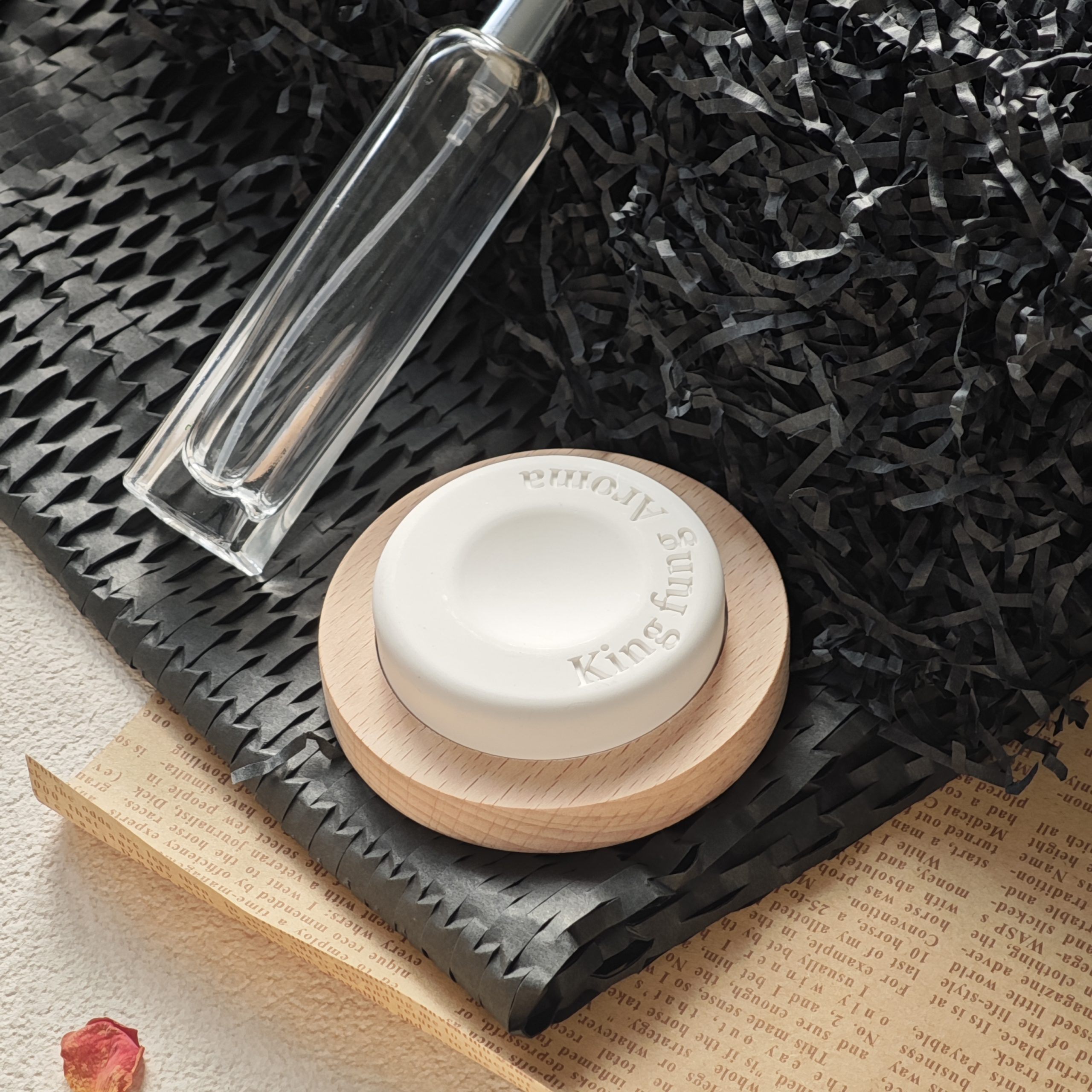 Ceramic Aroma Diffuser Stone with Wood Base Custom Scented Ceramic Stone Essential Oil Home Car Air Freshener - Image 12